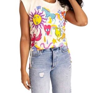 Alden Adair Animal Cropped Printed Top Size XS NWOT